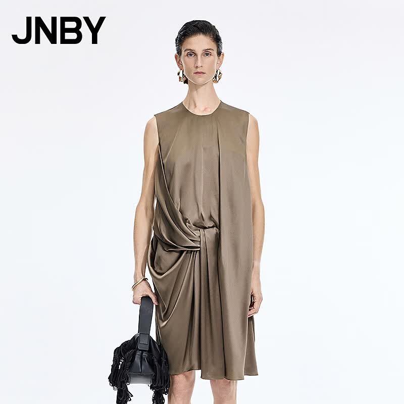 JNBY Sleeveless Round Neck A-Line Silk Dress