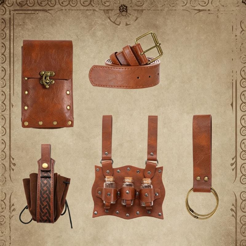 Stylish PU Leather Roleplay Belt With Decorative Alchemies Bottle Halloween Costume Accessory For Cosplay Enthusiasts