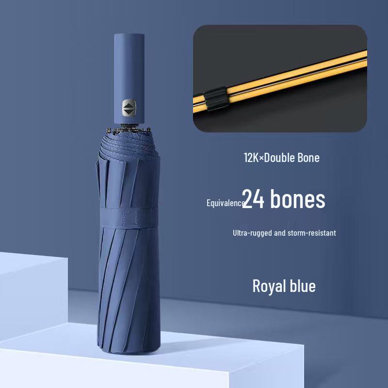 24-Rib Sturdy Windproof Umbrella: Extra Large, Thickened with Black Glue for Sunny & Rainy Days
