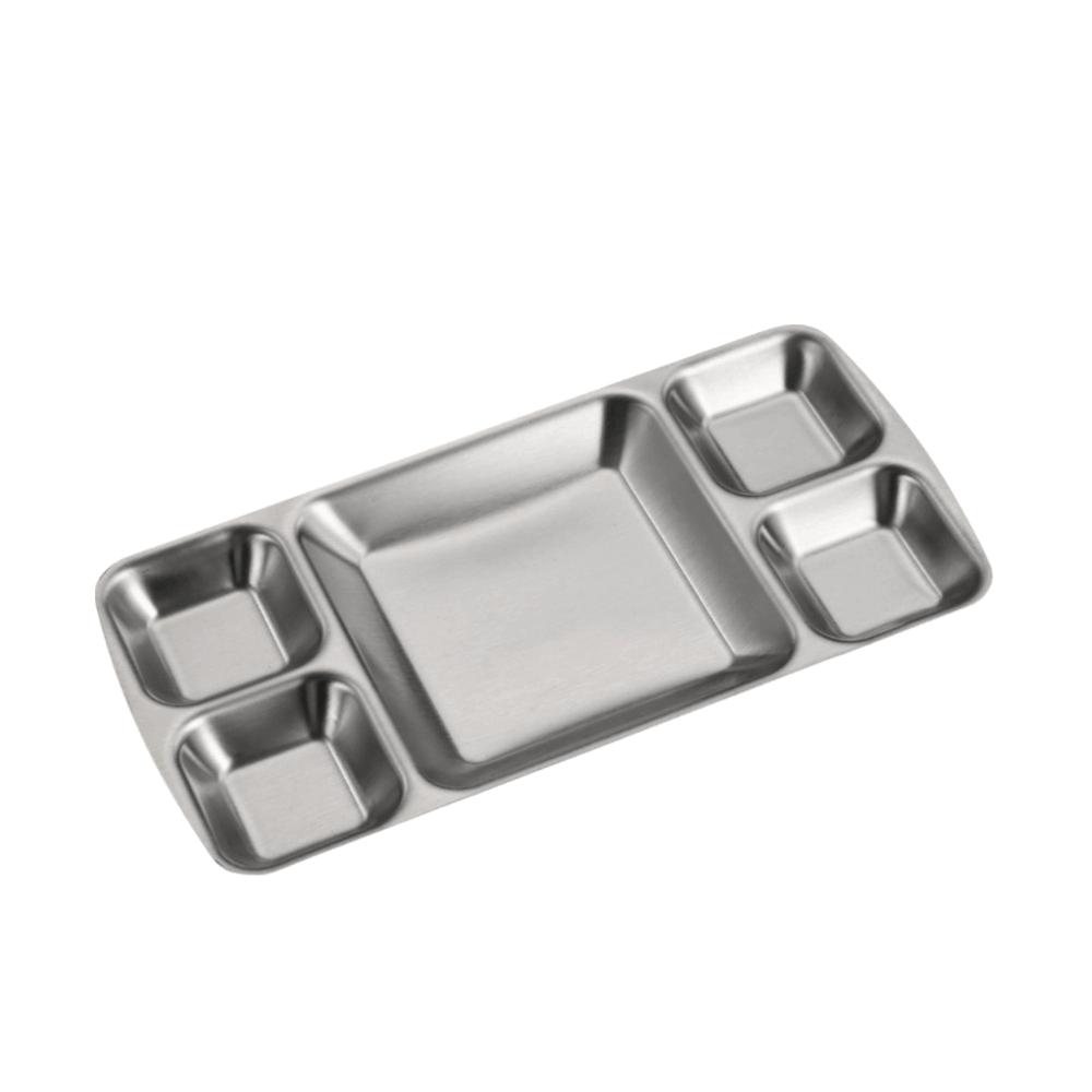 Stainless Steel Divided Dinner Tray Thickened Divided Dip Bowls Sauce Plate Snack Tray Tableware