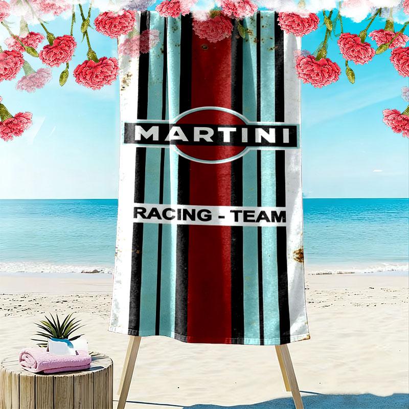 Martini Racing Print Beach Towel, Large Soft Quick Dry Towel for Beach Camping Swimming