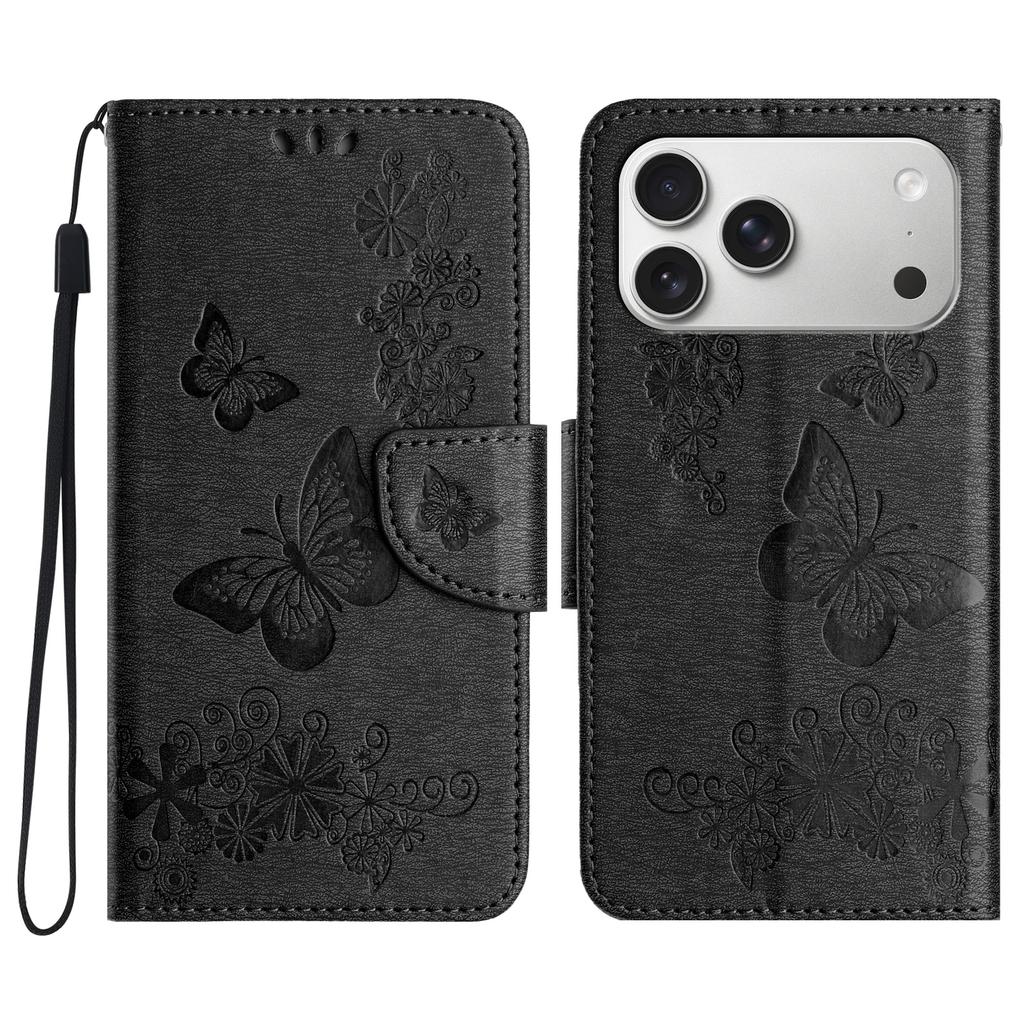 For iPhone 17 Pro Case Butterflies Flower Leather Wallet Flip Phone Cover