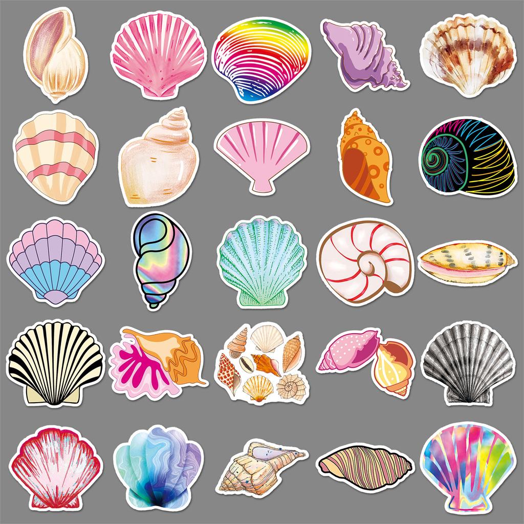 50 Nálepky na skateboard a kufr s kreslenými postavičkami a mušlemi, personalizované, pro děti, korejské, kreativní, DIY, vodotěsné