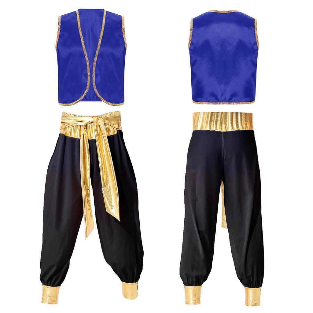 Anime Charakter Cosplay Herren Halloween Kostüm Mythischer Prinz Aladin Karneval Karneval Cosplay Party Outfit Paillettenbesatz Weste Mit Be