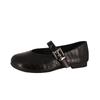 Retro flat-bottomed Mary Jane single shoes women's shoes new spring shallow mouth round head one-word buckle belt