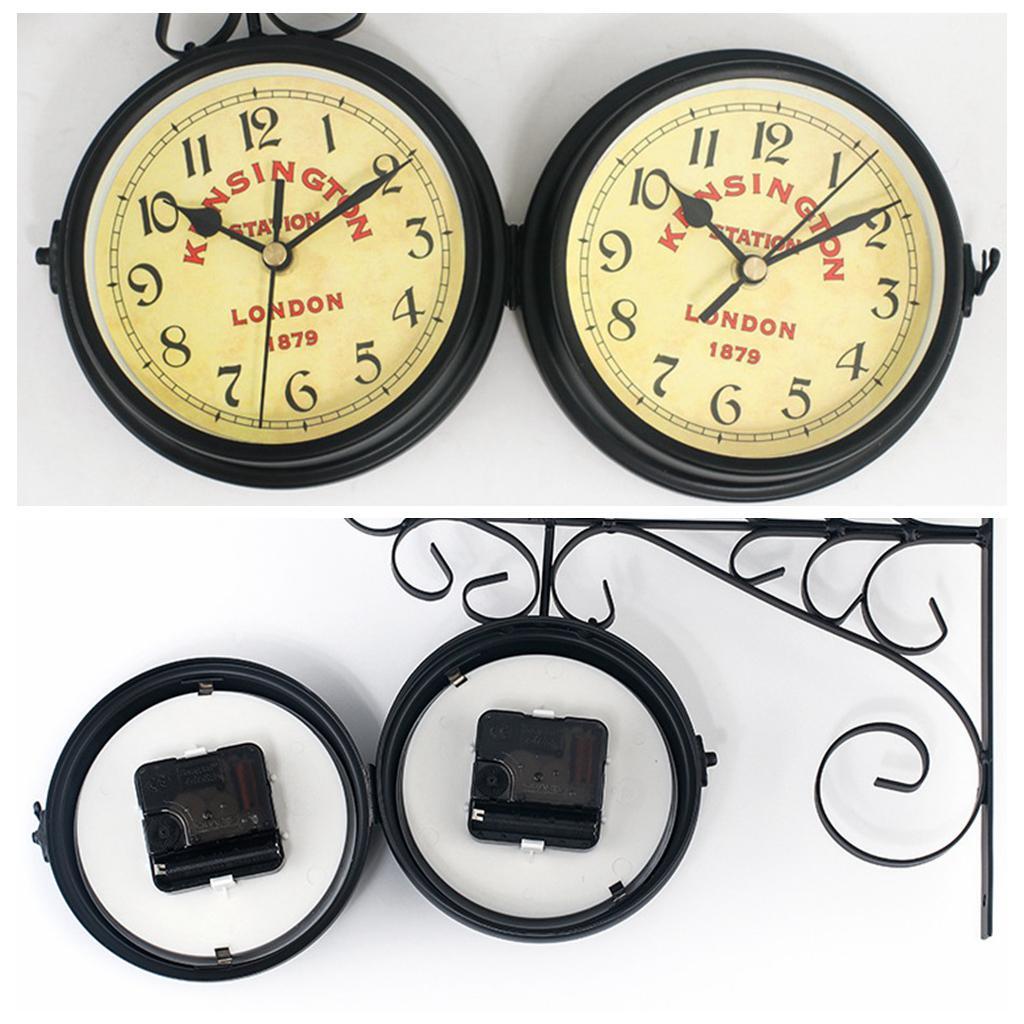 

Vintage Art Design Double Sided Wall Clock Station Clock Home Living Room