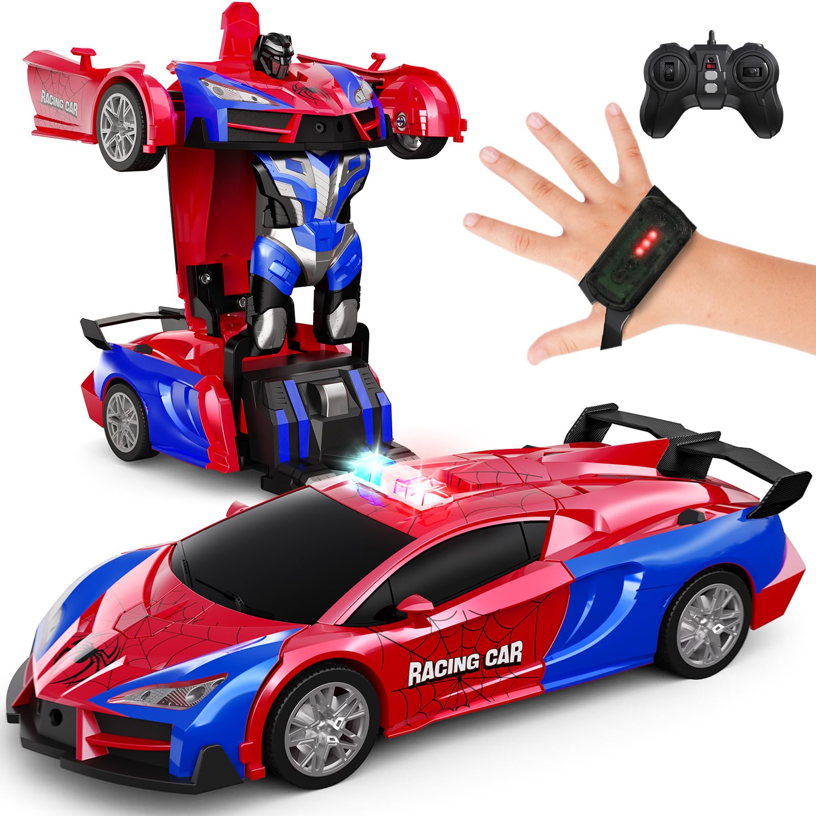

Tecnock RC Robot Gesture Birthday Gift for Boys Car, Kids Toy, Transforming, Control, 360° Rotation, (Red)
