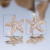 Cute Female Stone White Crystal Starfish Stud Earrings Gold Color Wedding Jewelry For Women