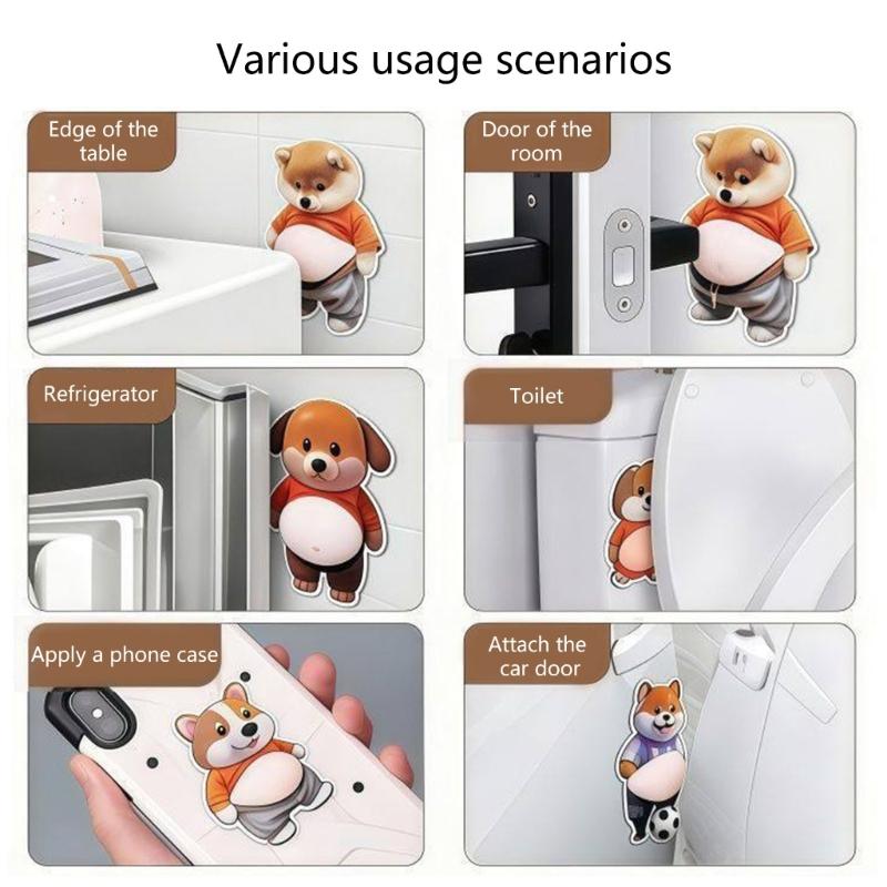 Pressure Relieving 3D Adhesive Dog Sticker Shiba Inu Design Suitable for Preventing Car Door Collisions Home Decoration