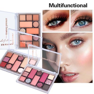 12-color Facial Comprehensive Makeup Powder Palette Matte Pearlescent Earth Color Blush Eyebrow Powder Eyeshadow Palette