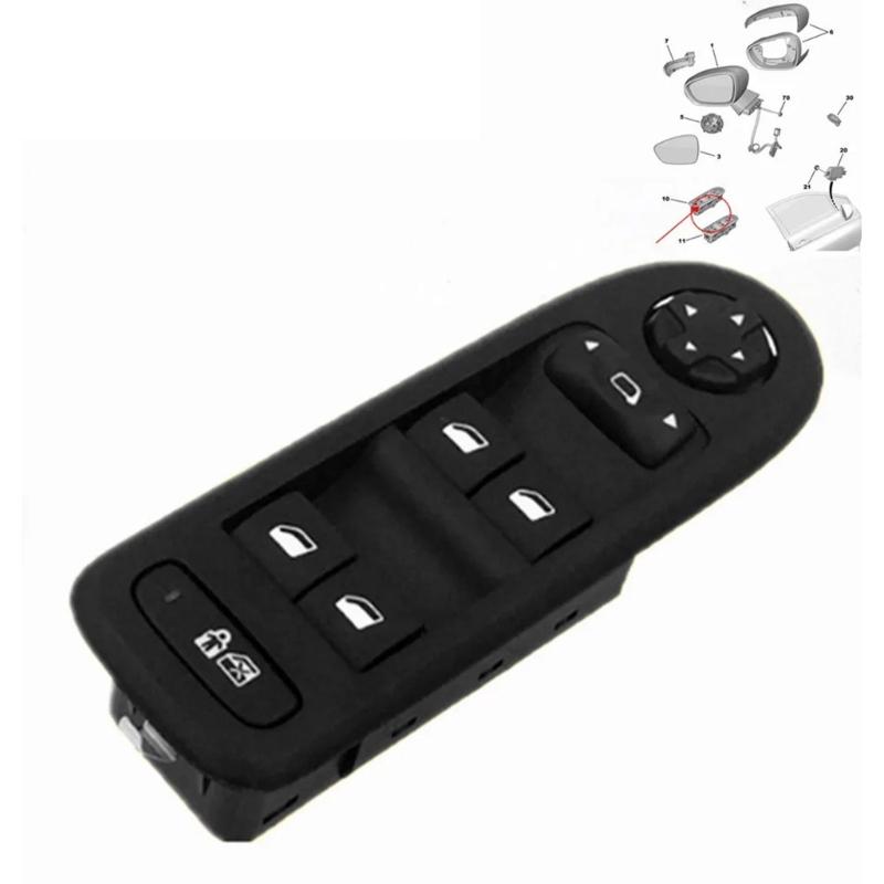 Window Lift Switch Mirror Control Button 96644915 96644915XT 30170396 for 308 508 C5 2008-2013 Replacement Part