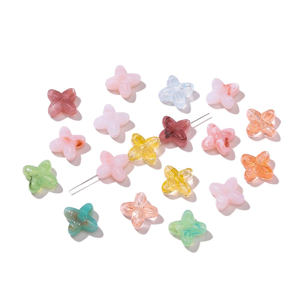 10pcs/Lots Colored Acrylic Flower Shaped Beads Spacer Loose Beads for DIY Necklace Bracelet Phone Chain Jewelry Making Supplies