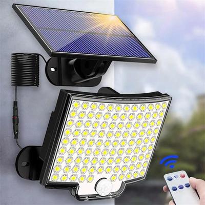 106 LED Solarleuchte Außen Wasserdicht Mit Bewegungssensor Flutlicht Fernbedienung 4 Modi Für Terrasse Garage Hinterhof