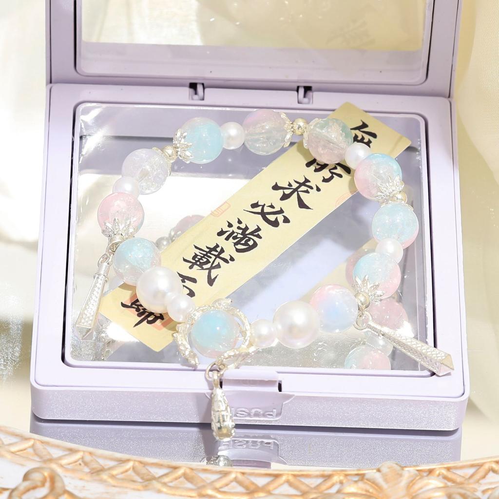 Original Design Pearl Mermaid Tears Super Immortal Starry Sky Beaded Bracelet Female Niche Sweet Mori Girlfriend Versatile Bracelet