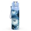 1PC Deep Blue Peony Rose Flower Print 750ml Color Plastic Sports Water Bottle Leakproof Flip Straw Lid Suitable for Sports Office Home Use