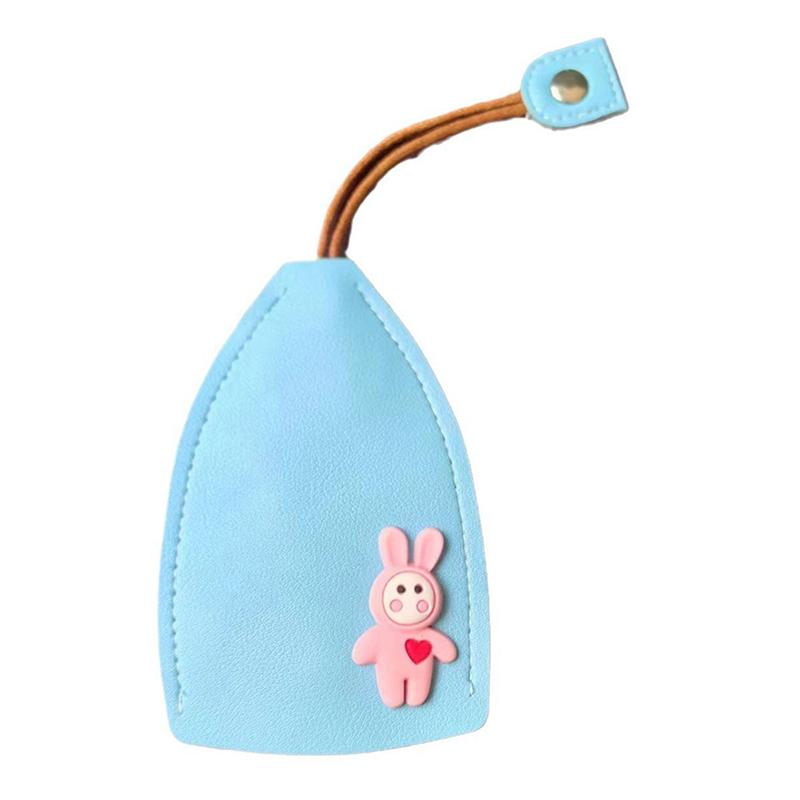 Cute Rabbit Pull Out Key Sleeve Cartoon Animal Pu Leather Car Key Case Holder Large Capacity Keychain Pouch Keychain Organizer