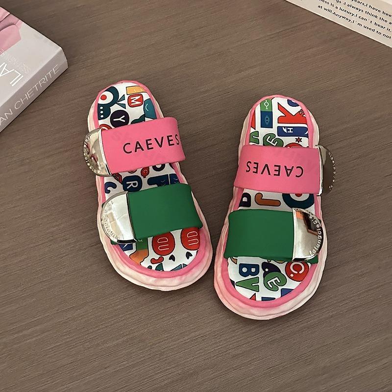 Summer Women Slippers Colorful Candy Thick Sole Slippers 2026 New Outdoor Beach Sandals Slides Women Platform Graffiti Shoes