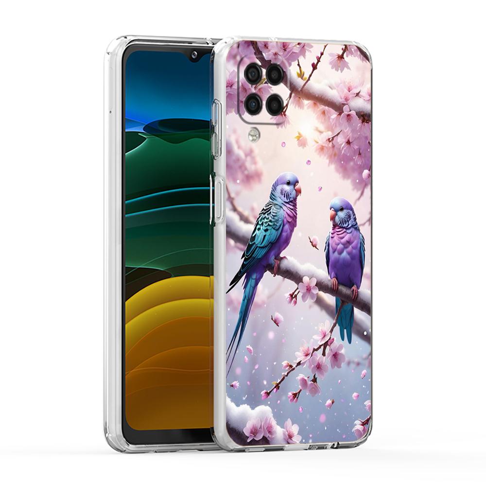 Soft Cover for Samsung Galaxy A25 A23 A22 A52S A52 A55 A72 A71 A41 A31 A13 A11 Transparent Phone Case Flower Floral Bird Pattern