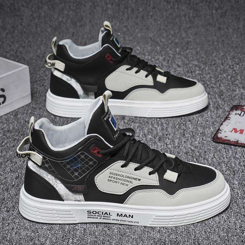 Men's Shoes High-top Winter Men's New Autumn Sports and Leisure Little White Canvas Student Low-top Board Shoes Trendy Shoes