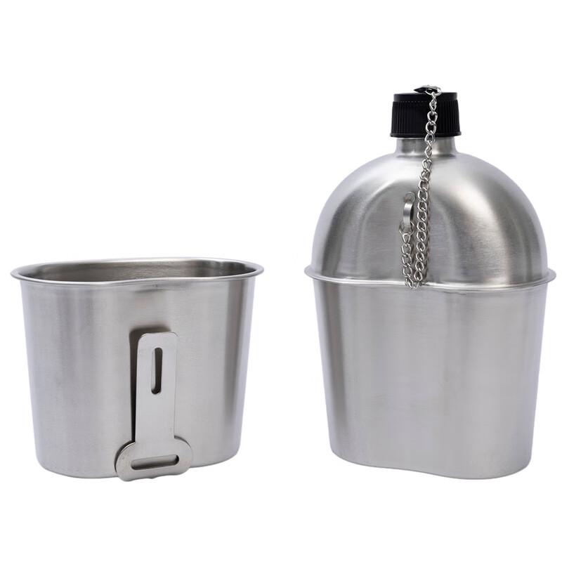 ZISIZ 1L Stainless Steel Wilderness Survival Kettle with Lunch Box
