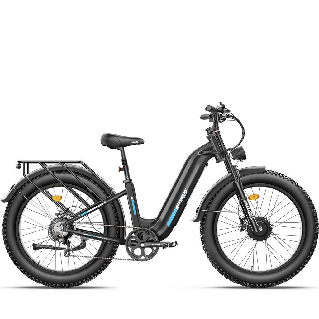 Freesky M540 Electric Bike, 2 * 160NM Dual Motor, 48V 23AH Battery, 26*4.0'' Tires, 32MPH, LCD Display, Hydraulic Brakes