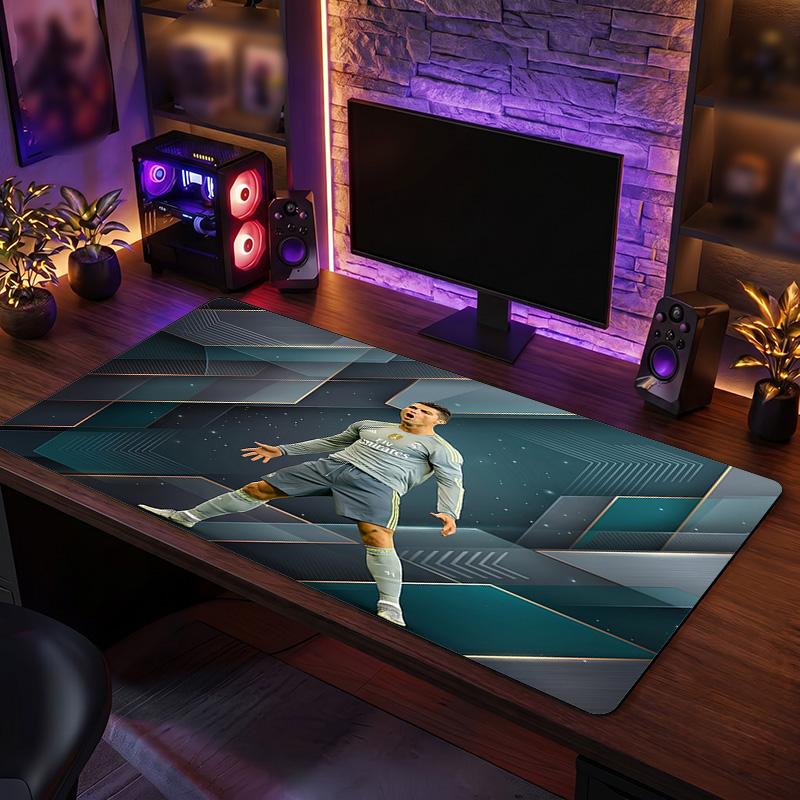Cristiano Ronaldo Crest Mouse Pad, Extended Non Slip Rubber Desk Mat for Gaming Office Laptop Fan Gift