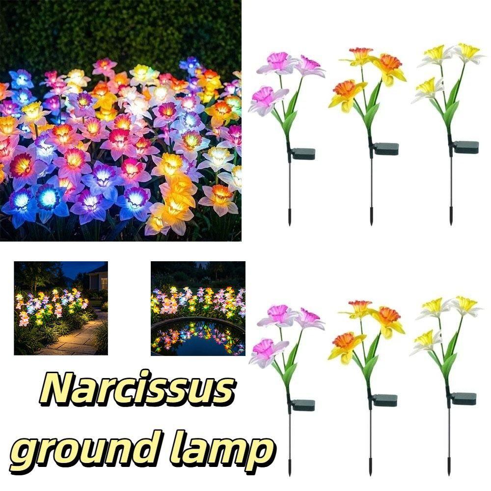 Waterproof Design Solar Garden Lights Solar Powered Stake Lights Solar Powered Lights Artificial Plants Narcissus