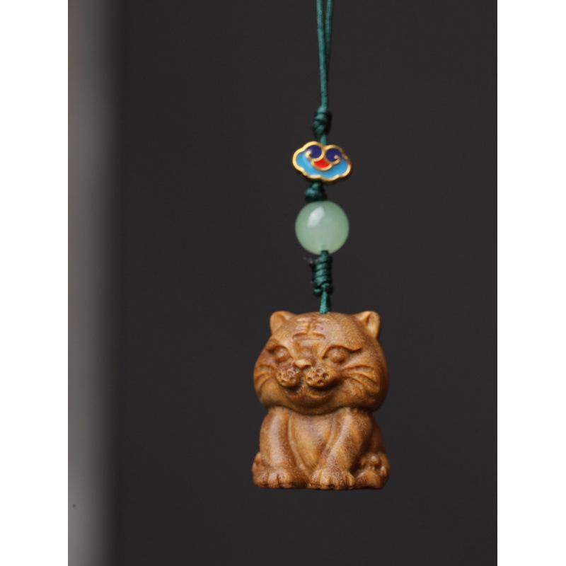 Zodiac Tiger Wooden Phone Charm & Key Chain: Cultural Night Market Souvenir