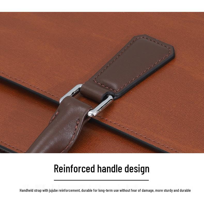 Men's Genuine Leather Anti-theft Briefcase with Combination Lock - Multifunctional Cowhide Business Bag
