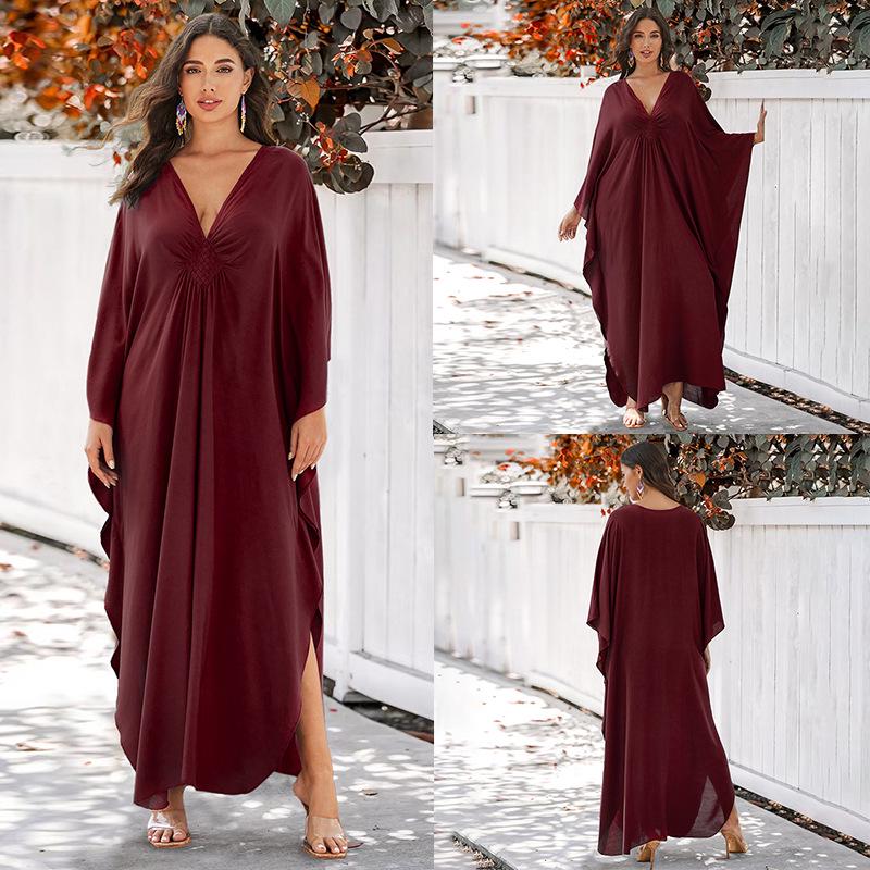 

Хлопковое пляжное платье-накидка больших размеров в европейском и американском стиле, 2025 One Size