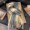 Korean atmosphere Mohair plaid plush scarf women's 1116 autumn and winter warm atmosphere couple scarf