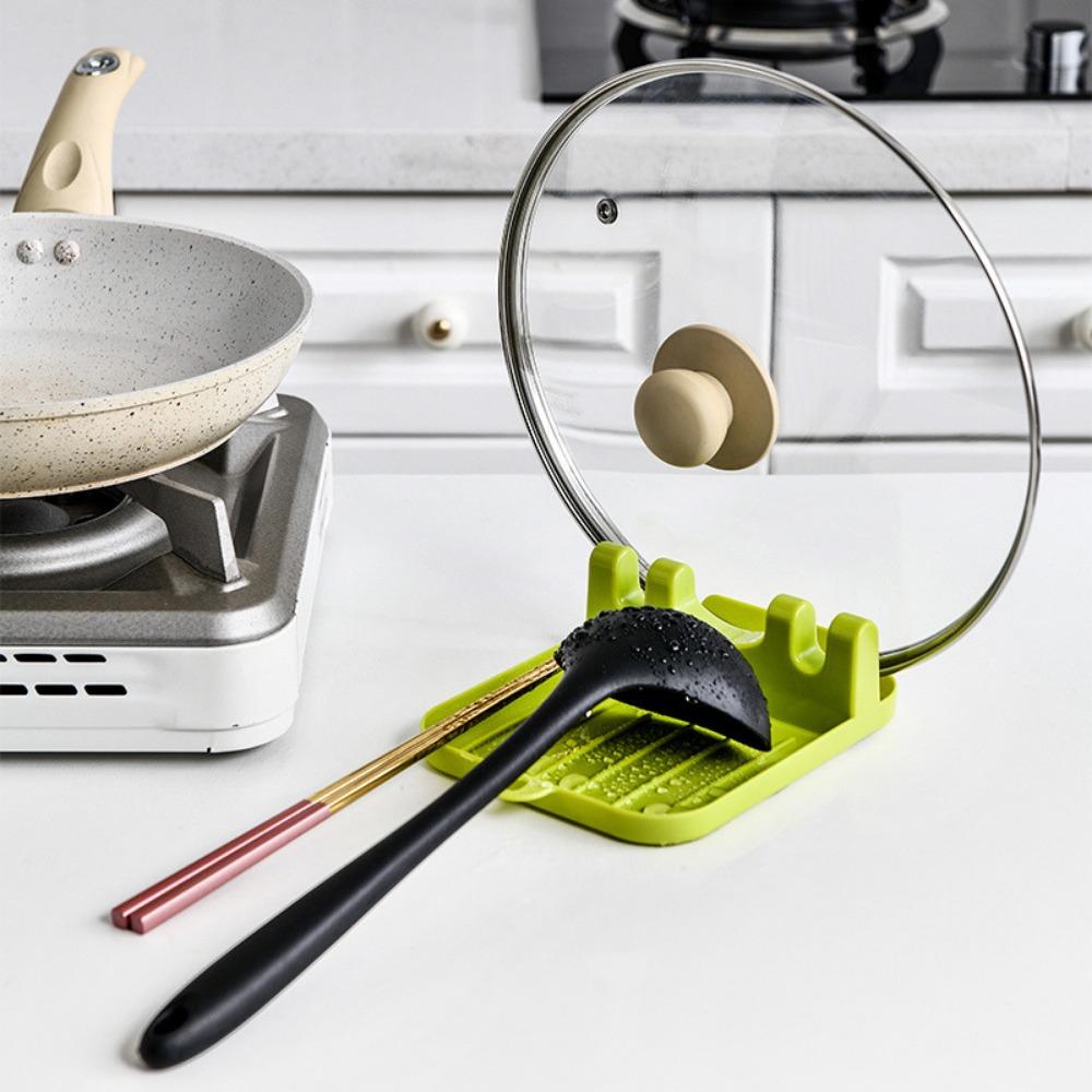 Punch Free with Drip Pad Hangable Pot Lid Holder Spatula Rack Spoon Rest Tableware Storage Rack