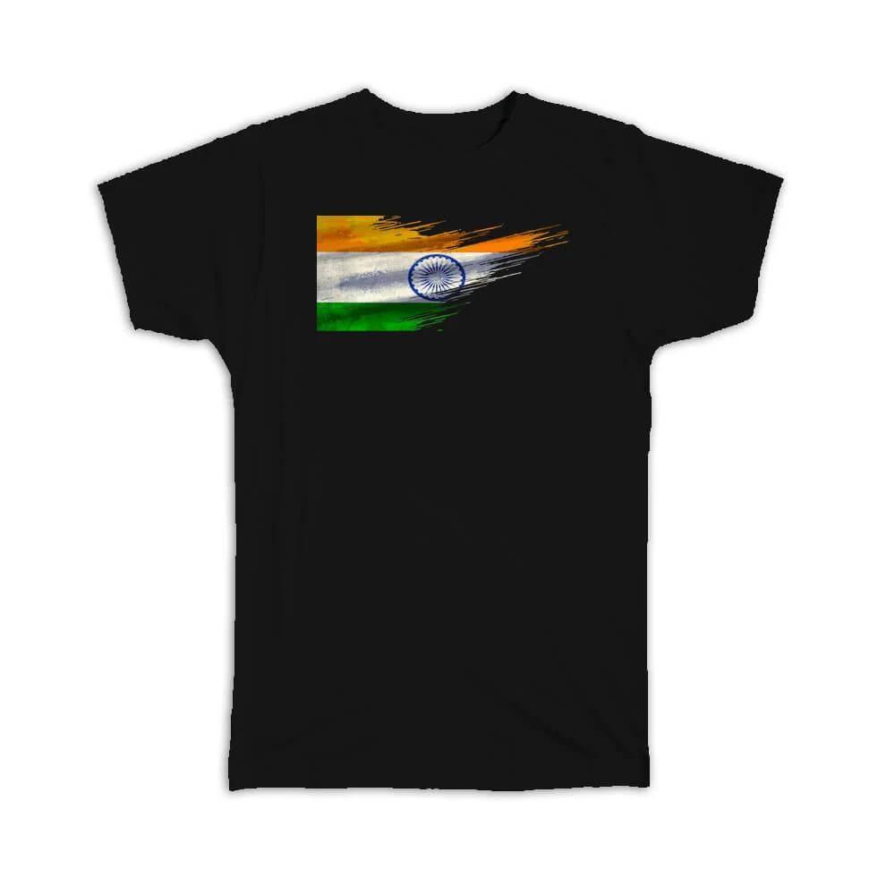Gift T-Shirt : India Flag Modern Country Expat S