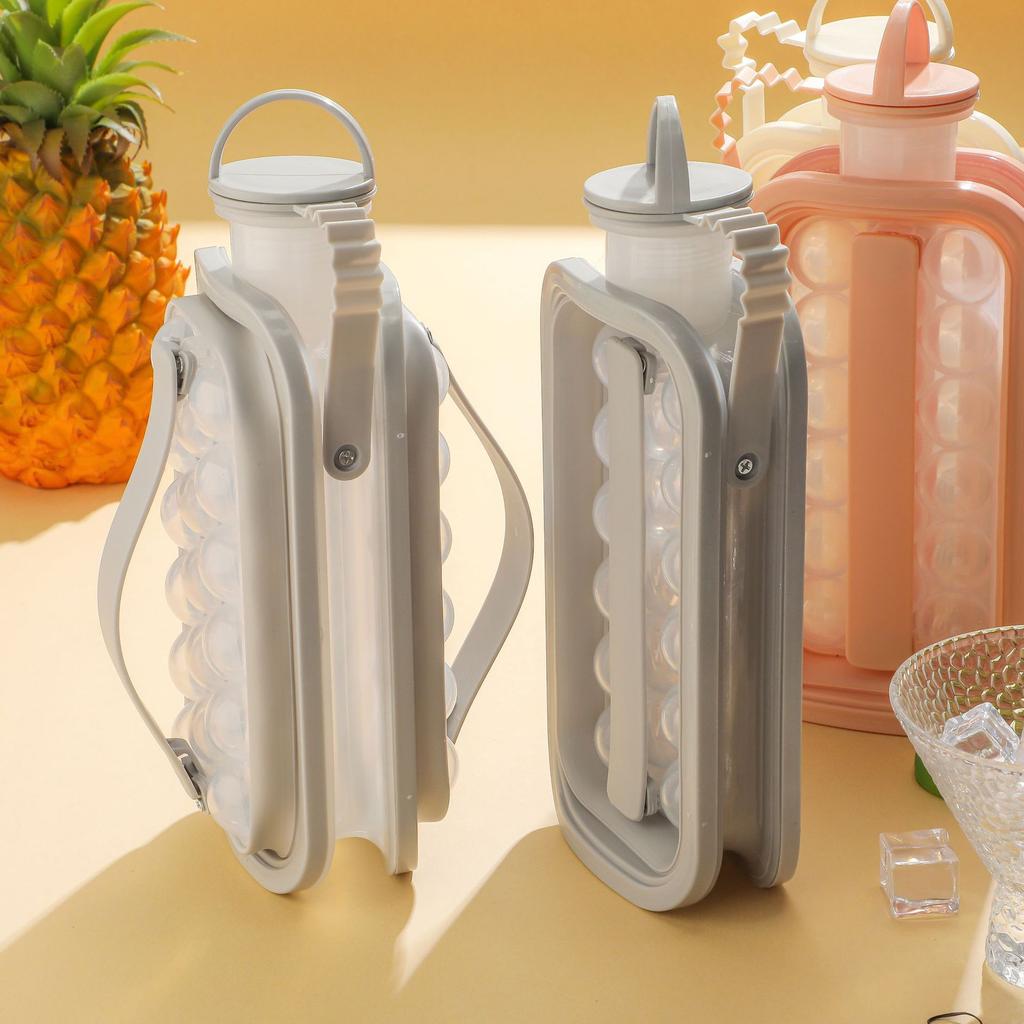 2-in-1 Portable Ice Ball Making Tray Foldable Ice Hockey Pot Whiskey Ice Cube Mold Refrigerator Freezer Ice Maker Kitchen Tools
