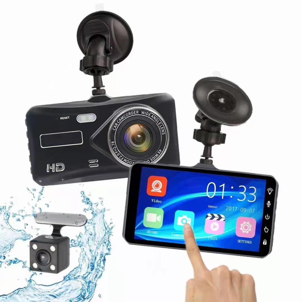 Wow 4-Inch Touchscreen HD Dual Lens Dash Cam with 1080P Front & Rear Recording