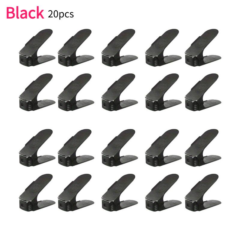 20pcs Double Layer Shoe Rack Storage Organizer Shelf Adjustable Plastic Foldable Shoe Storage Rack Set for Cabinet Space Saving 6370₽