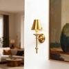 MengPao American Style Copper Wall Lamp with White Fabric Shade