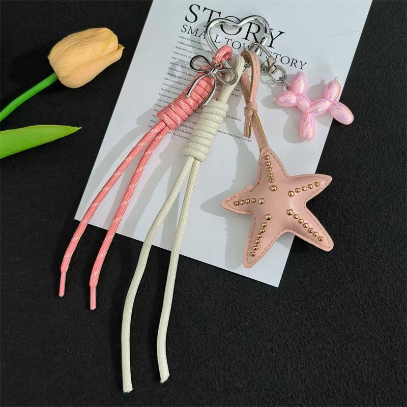 1pc Trendy Starfish Colored Braided Rope for Women with Cute Charm, Decorative Accessory for Keys,Bags & Backpacks Gift Bag Charm