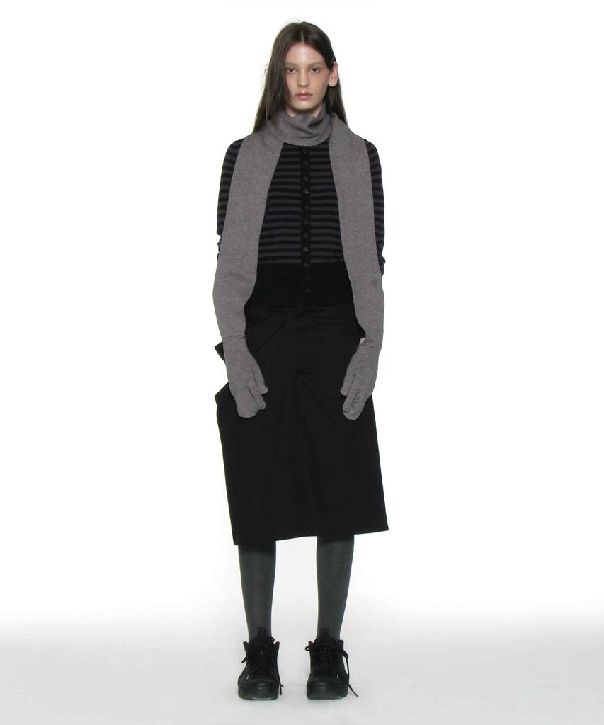 Partimento Woman Asymmetric Drape Panel Midi Skirt_Black