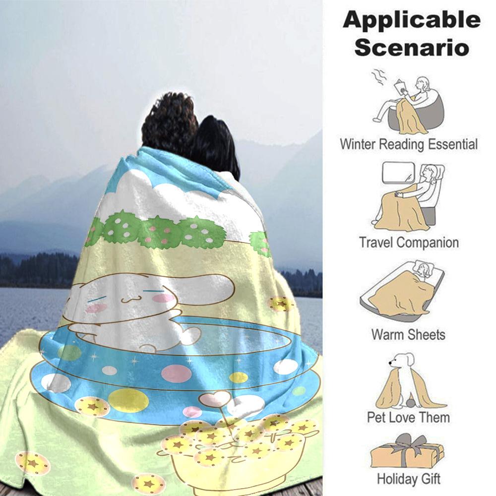 1pc Bunny Name Blanket Lightweight Flannel Throw for Sofa Bed Travel Camping Livingroom Office Couch Chair