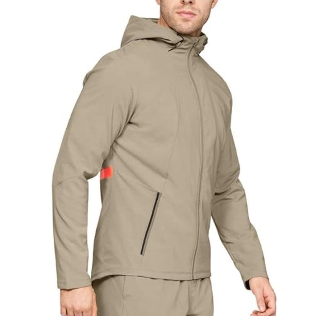 Under Armour Color Block Fitness Training Casual Long Sleeve Jacket Men Outerwear Khaki 1320950-299