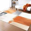 Orange White Gray Oil Painting Washable Area Rugs Abstract Art Non Slip Rugs for Living Room Bedroom, Low Pile Floor Mat Large