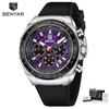 BENYAR Men's Sports Military Quartz Watch Silicone Strap Fashion Business Chronograph Waterproof Wristwatch Relogio Masculino
