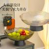 New Chinese High-footed Glass Fruit Plate, High-end Household Living Room Coffee Table Ornament, Large-capacity Dried Fruit Box, Candy Plate.