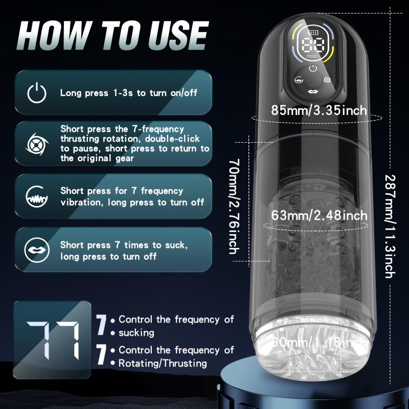 6 in 1 Male Masturbator Vacuum Penis Pump with Upgrade Telescopic Sucking Licking Vibrating Adults Sex Toys for Men Trainer