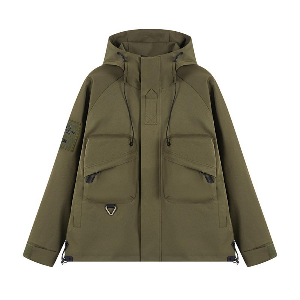 Men's Solid Color Jacket Outdoor Workwear Style Couple Jacket Coat Hooded Dirt Resistant And Wear Resistant Jacket