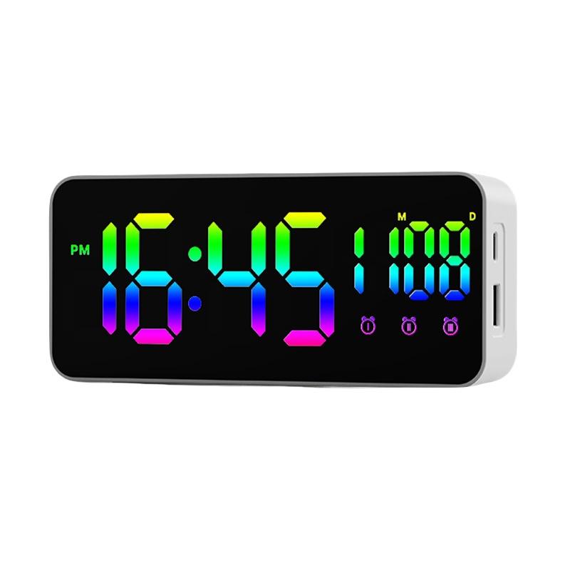 

Зеркальный цифровой будильник с индикацией температуры и даты, 3 будильника, повтор сигнала, ночной режим, настольные часы, выход USB 12/24 ч, порт зарядки, светодиодные цифровые часы