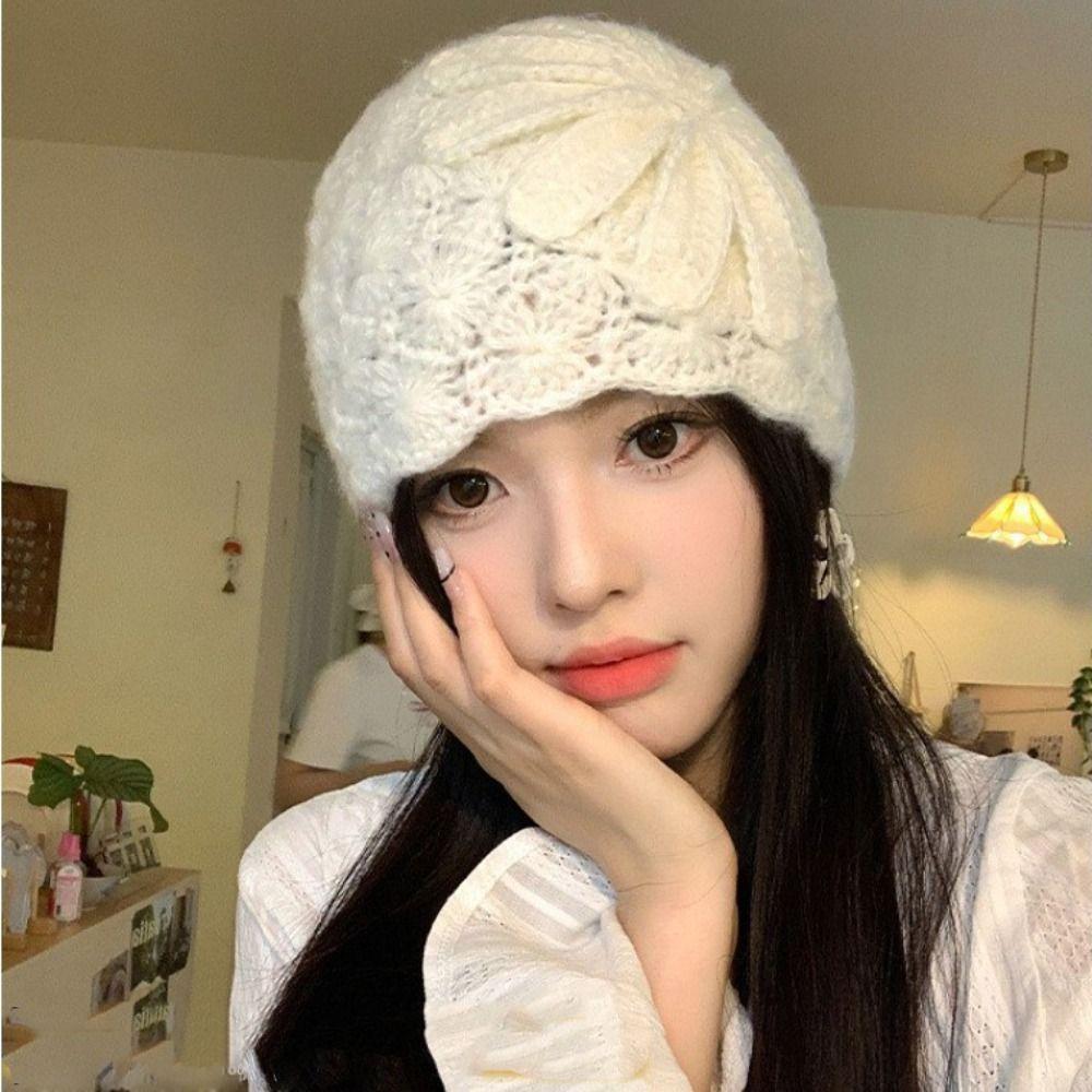 Bohemian Style Beanies Hat Thin Hollow Out Knitted Hat Cute Weave Cap  Spring and Summer