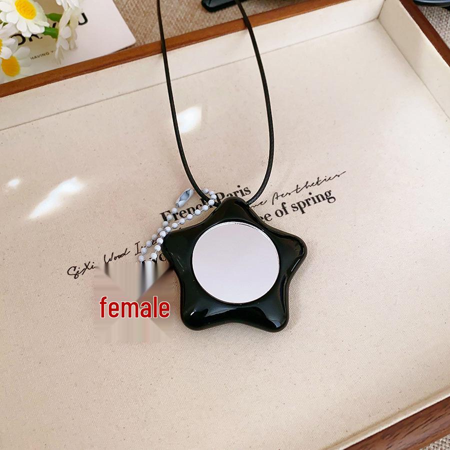 Retro Round Resin Necklace: Versatile, Fashionable High-End Clavicle Chain for Women