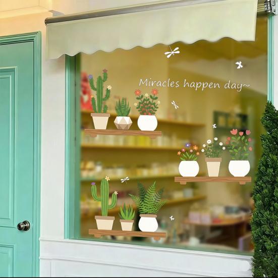 Hello Summer Window Clings Hawaiian Tropical Theme Static PVC Glass Sticker for Beach Pool Party Home Glass Doors Windows